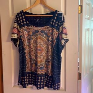Lucky Brand blouse size 3x cute pattern